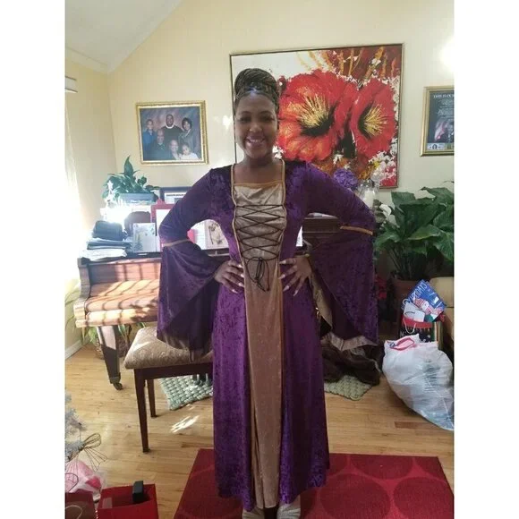 MEDIEVAL Victorian Long Dress Purple Cosplay Irish Costume Halloween Viking NWT - Picture 10 of 13